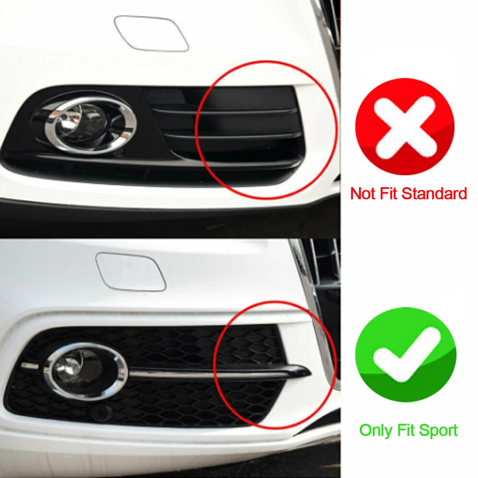 Front Fog Light Grille Covers For Audi SQ5 Q5 S-Line 2013-2017 - Black With Trim, Honeycomb Style