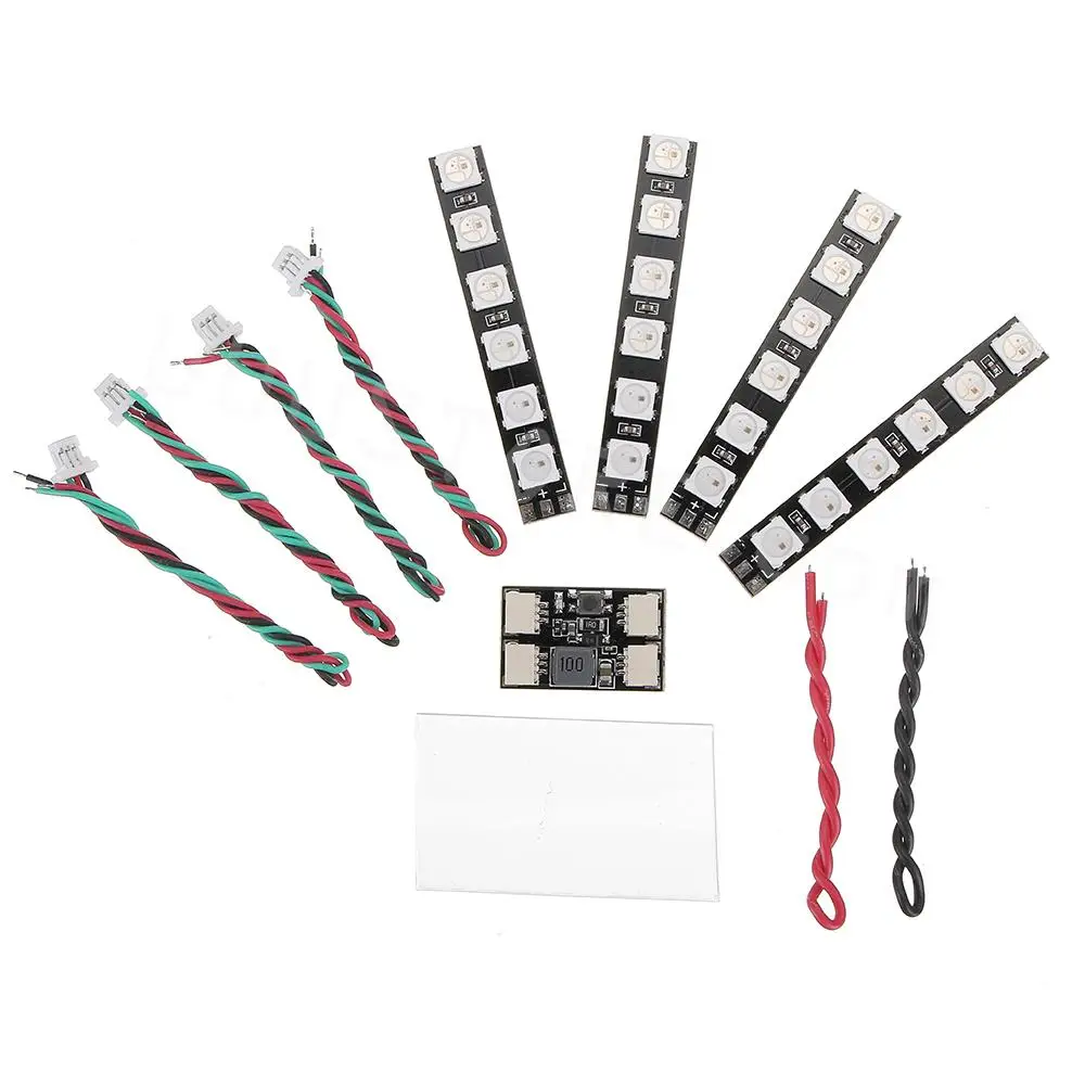 JHEMCU WS2812 LED Set 2-6S 4PCS 6 Lamp Beads LED Board with Controller Module for RC FPV Freestyle Drones Night Flight 1