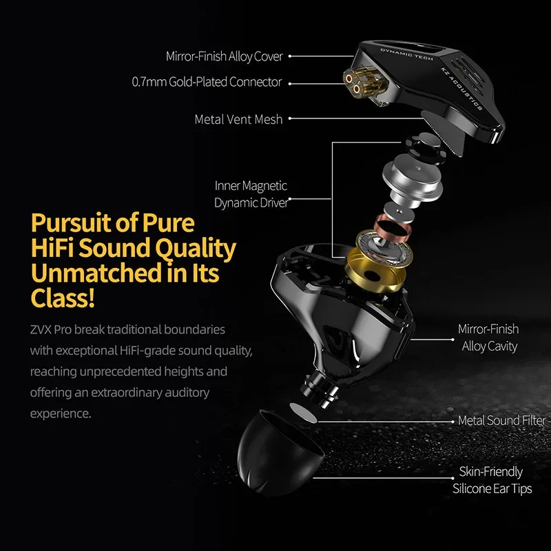 その他 DIOS pro_X KZ ZVX PRO ZVXPRO In Ear Earphones Dynamic HIFI Bass Metal