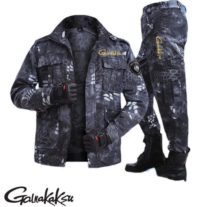 Spring Outdoor Python Pattern Camouflage Suit Fishing Protection Sets Wear-resistant Overalls Labor Protection Clothing fishing clothes
