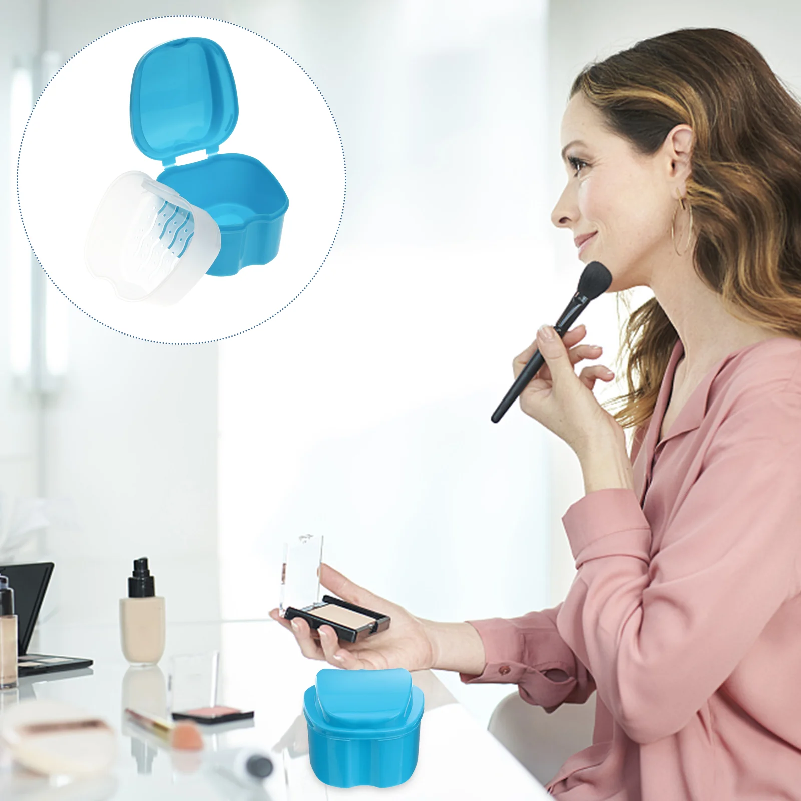 

Dental Storage Box Resin Teeth Denture Prosthesis Retainers False Holder Case Cleaner Detergent Ferula Plate for