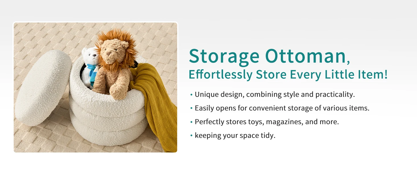 ottoman with storage round