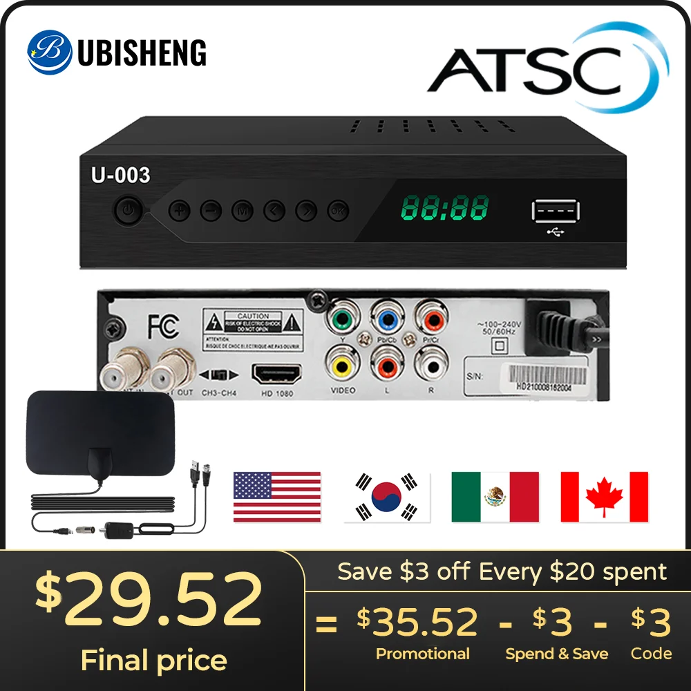 UBISHENG ATSC 1.0 디지털 TV 컨버터 박스, 지상파 디지털 셋톱 박스, HD 출력 LED HDTV TV 박스 지원