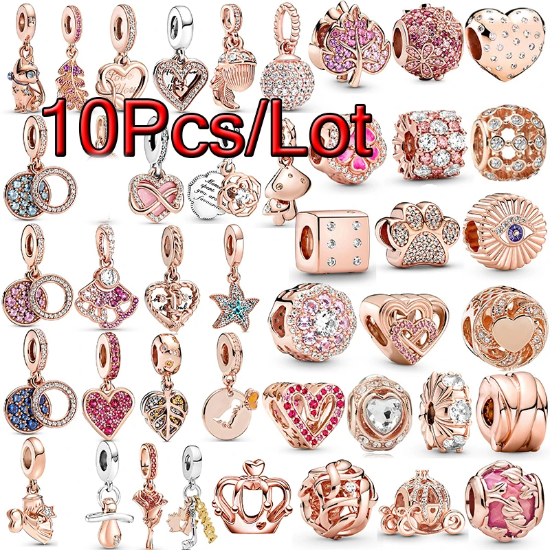 10Pcs/lot Shinning Crystal Butterfly Mushroom Crown Charms Beads Pendant Fit DIY Bracelets Bangles For Women Men Jewelry Making