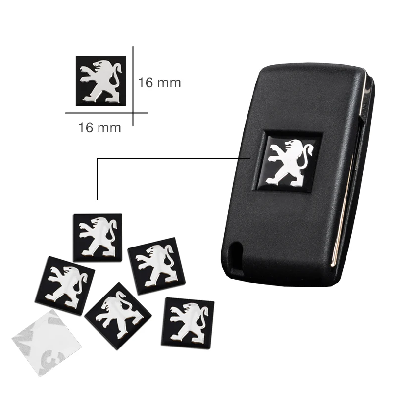 Aluminum Car Remote Key Emblem Stickers For Peugeot 206 207 308 307 208 107 508 301 406 607 106 407 205 3008 408 5/10Pcs