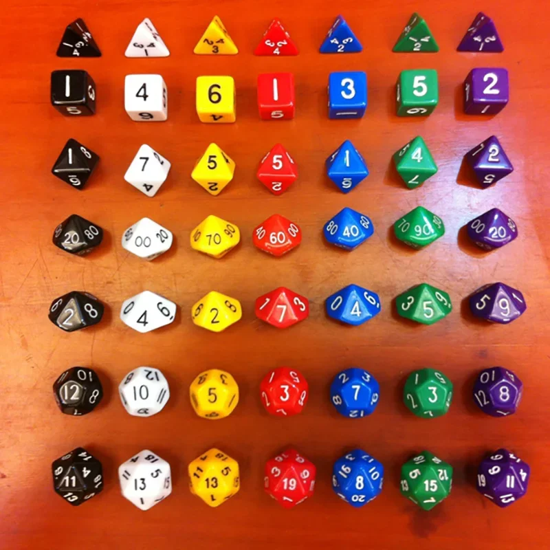 Dice set 7PCS/LOT Multi-sided random colors