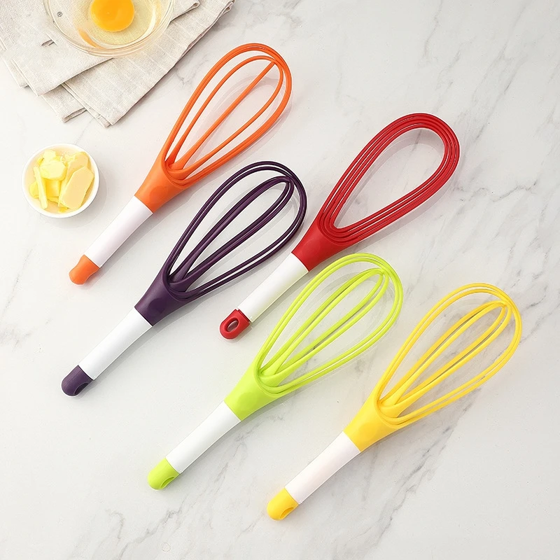 New Creative Egg Beaters Rotary Whisk Dual Purpose Plastic Folding Storage Mixer Multifunctional Hand Mixer Kitchen Accessories