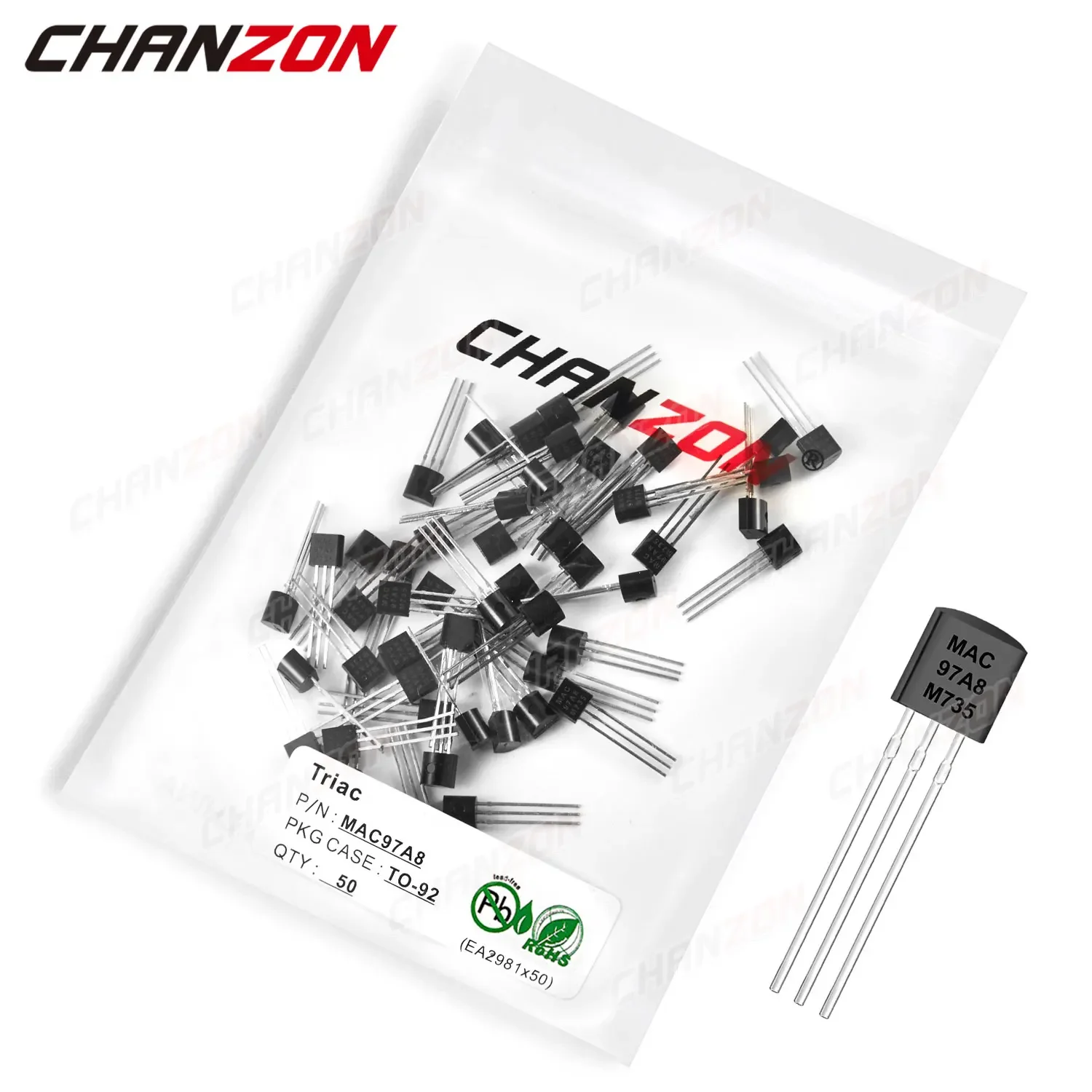 50Pcs MAC97A8 ZU-92 Triac SCR Transistor Bipolar Junction BJT Triode Thyristor Rohr Fets Logic Level 1A 600V Integrierte Schaltungen – Detail 1