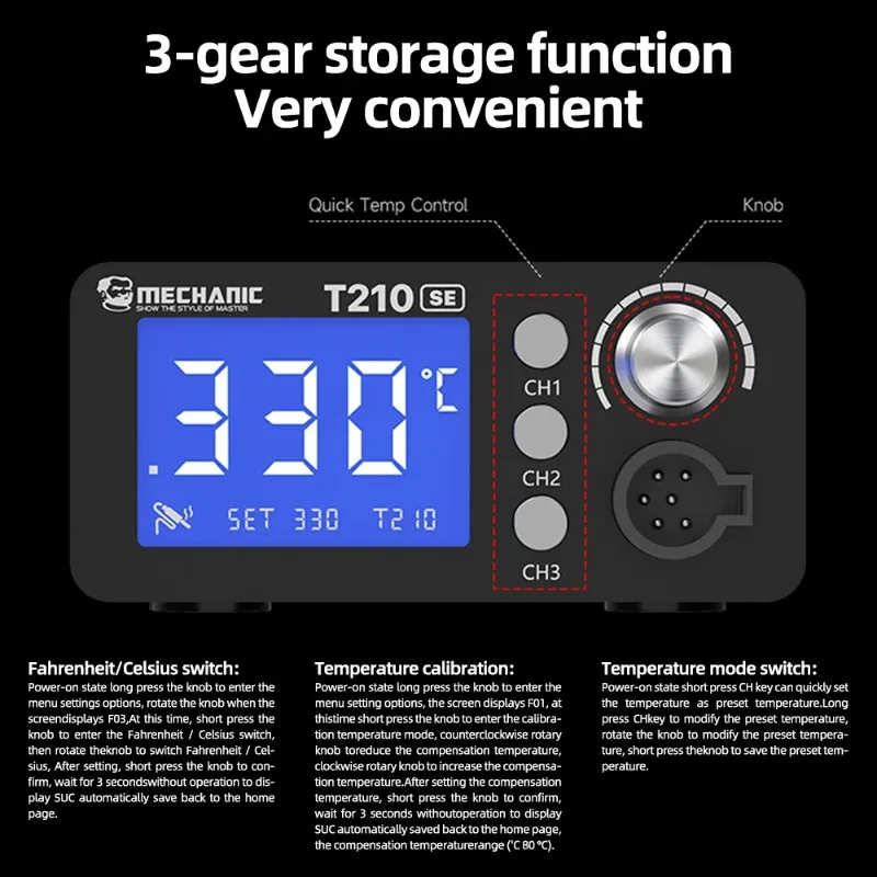 MECHANIC T210 SE 스마트 납땜 스테이션 디지털 온도 조절 기능 빠른 가열 C210 팁용 납땜 인두 도구