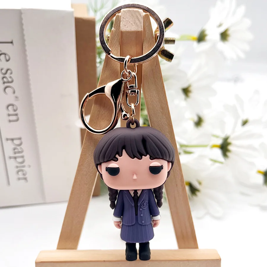 

2023 Wednesday Silica Gel 3D Keychain Car Pendant Cute Q Version Wednesdays Addams Keyring Chain Doll Accessories For Women Gift