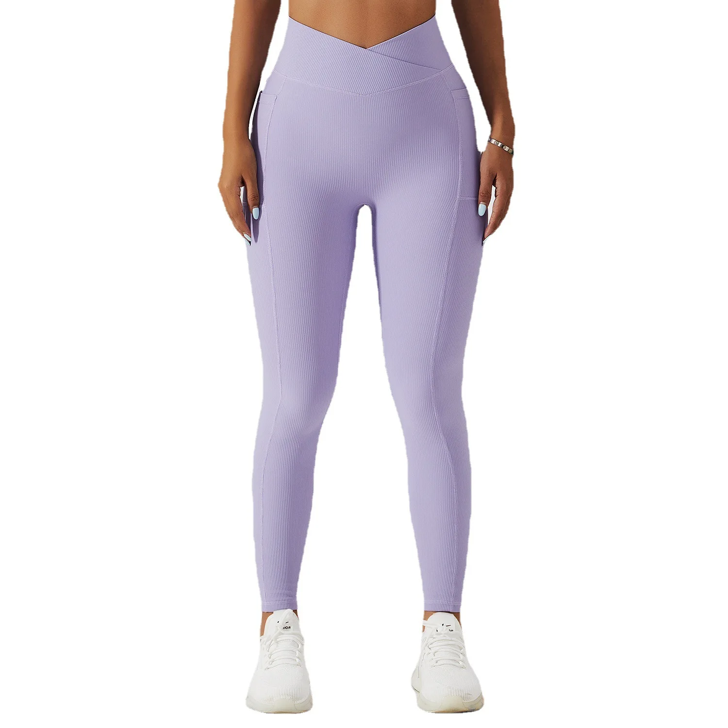 

Winter European And American Yoga Pants With Threaded Pockets, High Waist Fitness Pants, Tight Peach Lifting Buttocks, Running A