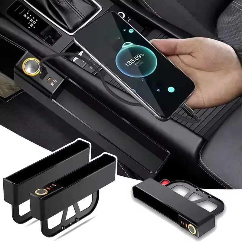 Car Seat Gap Storage Box Organizer with Charge Port