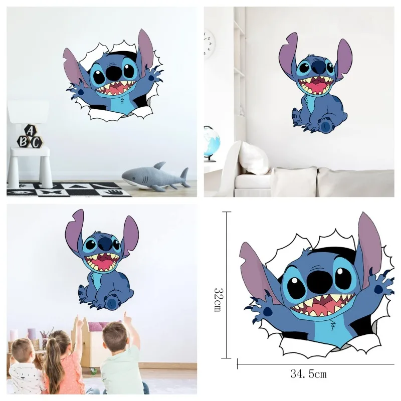 

Pokemon Stitch Cartoon Wall Stickers Children's Bedroom Wall Stickers Graffiti Self-Adhesive PVC Glass Cabinet Home Decoration