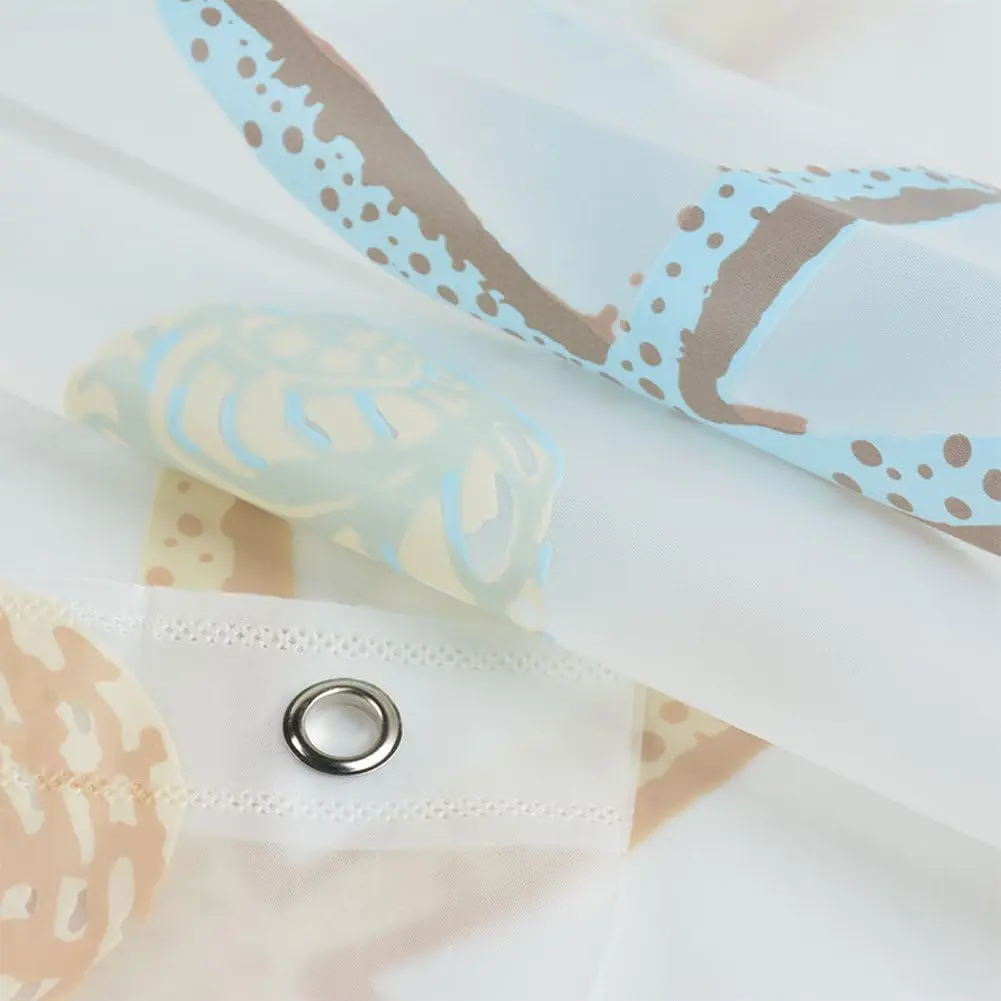 Seestern-Muschel Plastik-Duschvorhang - Wasserdichter Badezimmervorhang für Badewannen, Schimmelresistenter Badvorhang – Detail 4