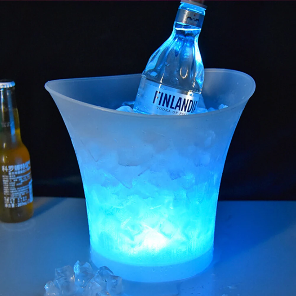 5L Plastic Ice Bucket Waterproof with led lights Colorful Light KTV Nightclub Party Ice Bucket Barware for Party Gathering