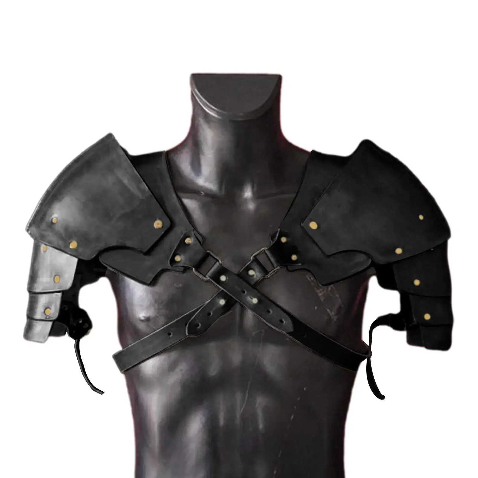 Faux Leather Medieval Shoulder Pauldron, Knight Adjustable Buckle Steampunk Shoulder Cover Cape, for Cosplay Party Men