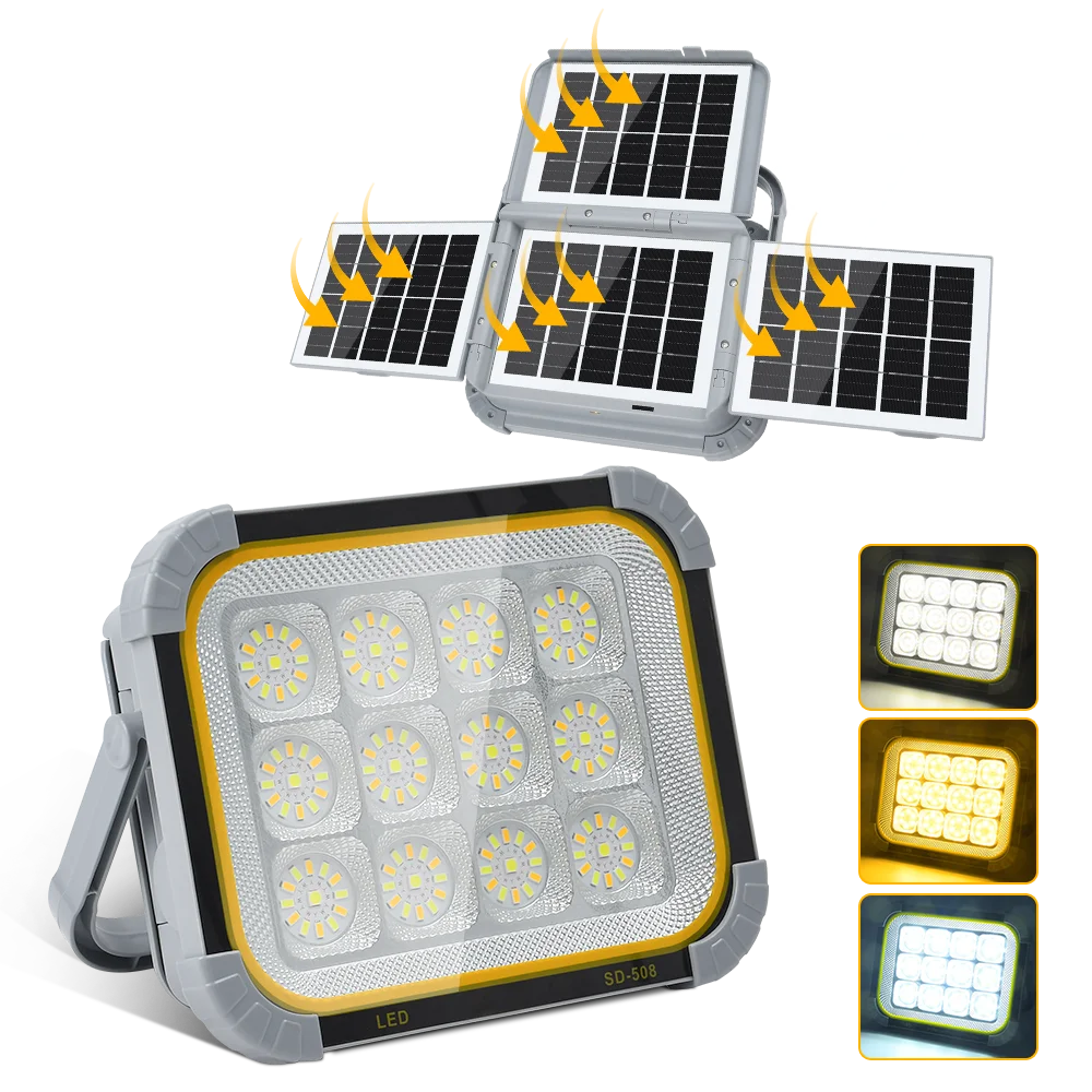 Solar Working Light Solar LED Floodlight Large Solar Panel Garage lights Garden Lamp Solar Charging LED Lamp