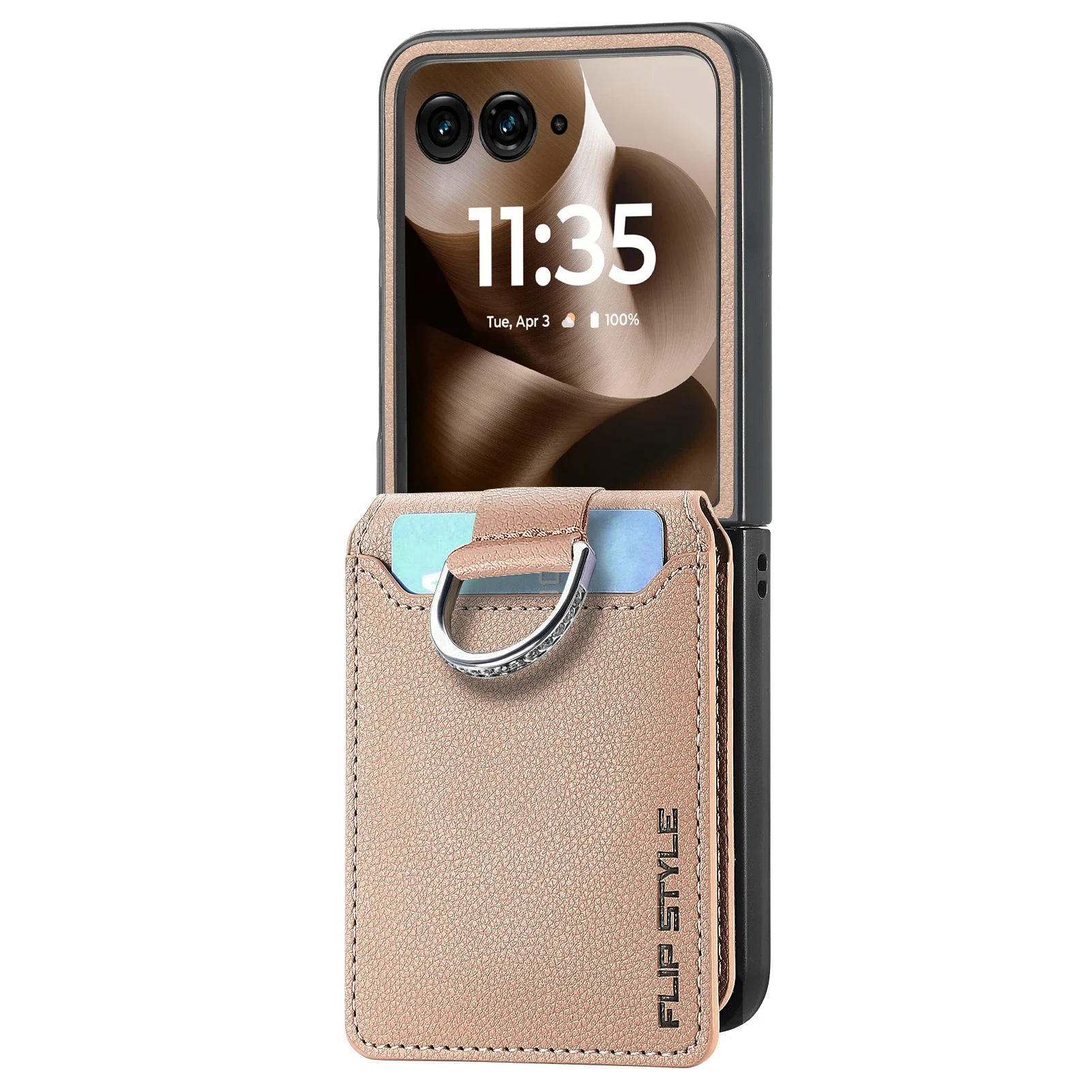 Magnetic Leather Wallet Phone Case with Card Holder and Ring Stand
