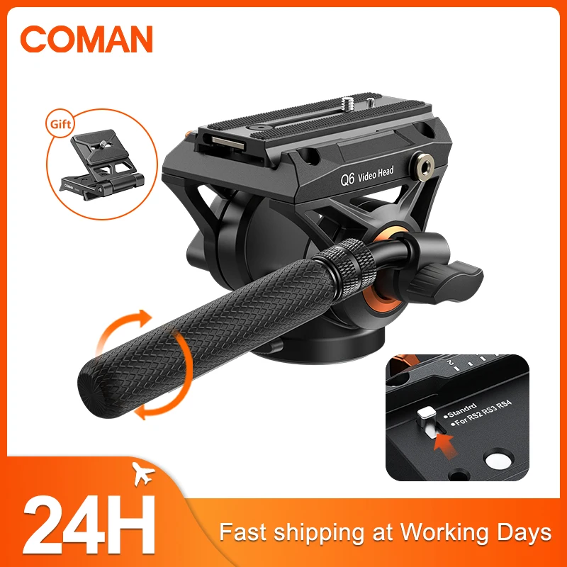 COMAN Q6 파노라마 짐벌 비디오 헤드 (퀵 릴리즈 플레이트 포함) DJI ..