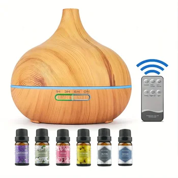 550ML Essential Oil Aroma Diffuser with 6-Bottle 10ml Oil Set, Lavender/ Jasmine/ Rose/ Lemon/ Ocean - Great for Home, Office 2