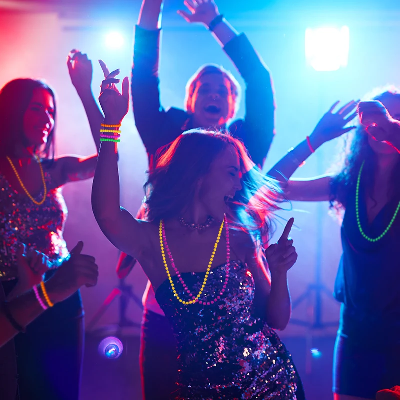 4-32Pcs Fluorescent UV Neon Necklace Bracelet Black Light Glow Party Decoration Kids Gift Birthday Wedding Halloween Photo Props