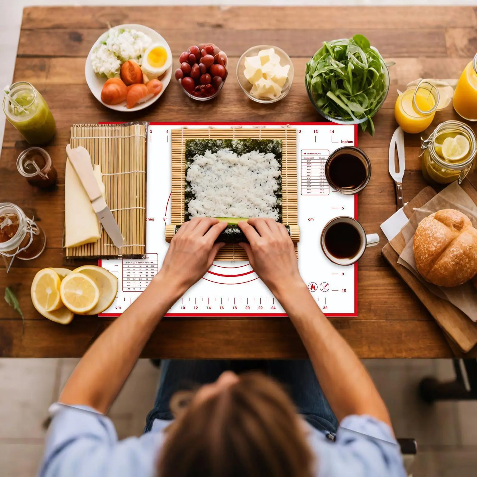 Silicone Pastry Mat Non Stick Baking Supplies 15.75x11.81 Inch Silicone Pie Crust Mat For Cutting Cookie Bread Pizza Kitchen