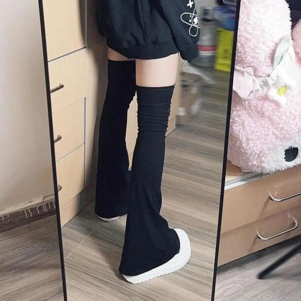 Y2K Leg Stockings Elasticity Slimming Knee Socks Japanese Style Lolita Over The Knee Horn Shaped Cuffs Sock Spicy Girl Accessory