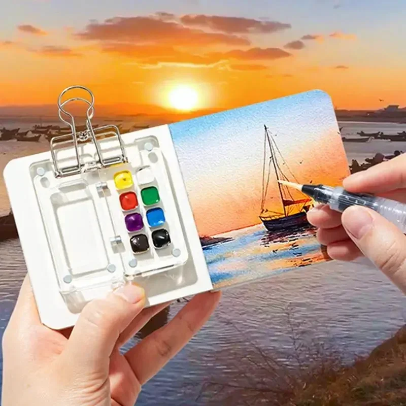 Watercolor Paint Palette Case Multi-compartment Acrylic Tray Travel Watercolor Tray Palette for Traveling Outdoor Home Offices 3