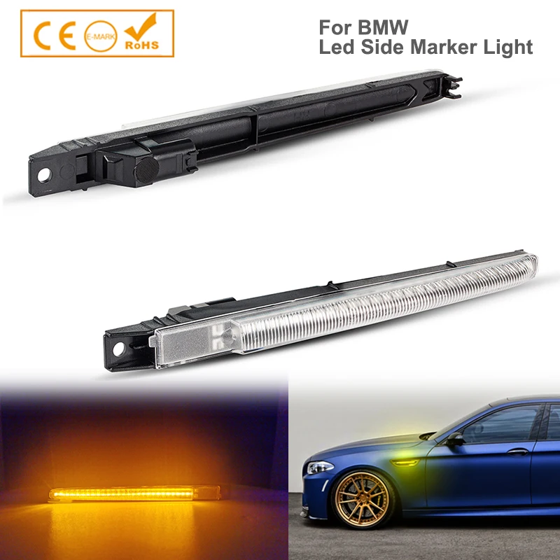 

LED Turn Signal Light Replacement for BMW 5 Series F10 M5 2010-2017,Smoked Lens Dynamic Amber Side Marker Lamp Assembly
