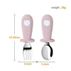 Baby Feeding Solid Food Spoon Fork Set BPA Free Silicone Handle Cartoon Bear Stainless Utensil Children's Tableware 6