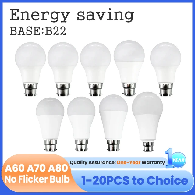 หลอดไฟ LED 1-20 ชิ้น 24W 8W 9W 10W 12W 15W 18W ขั้ว B22 หลอดไฟ 220V 110V แสงวอร์มไวท์ สำหรับตกแต่งห้องโถง ห้องนั่งเล่น โคมไฟ LED 1
