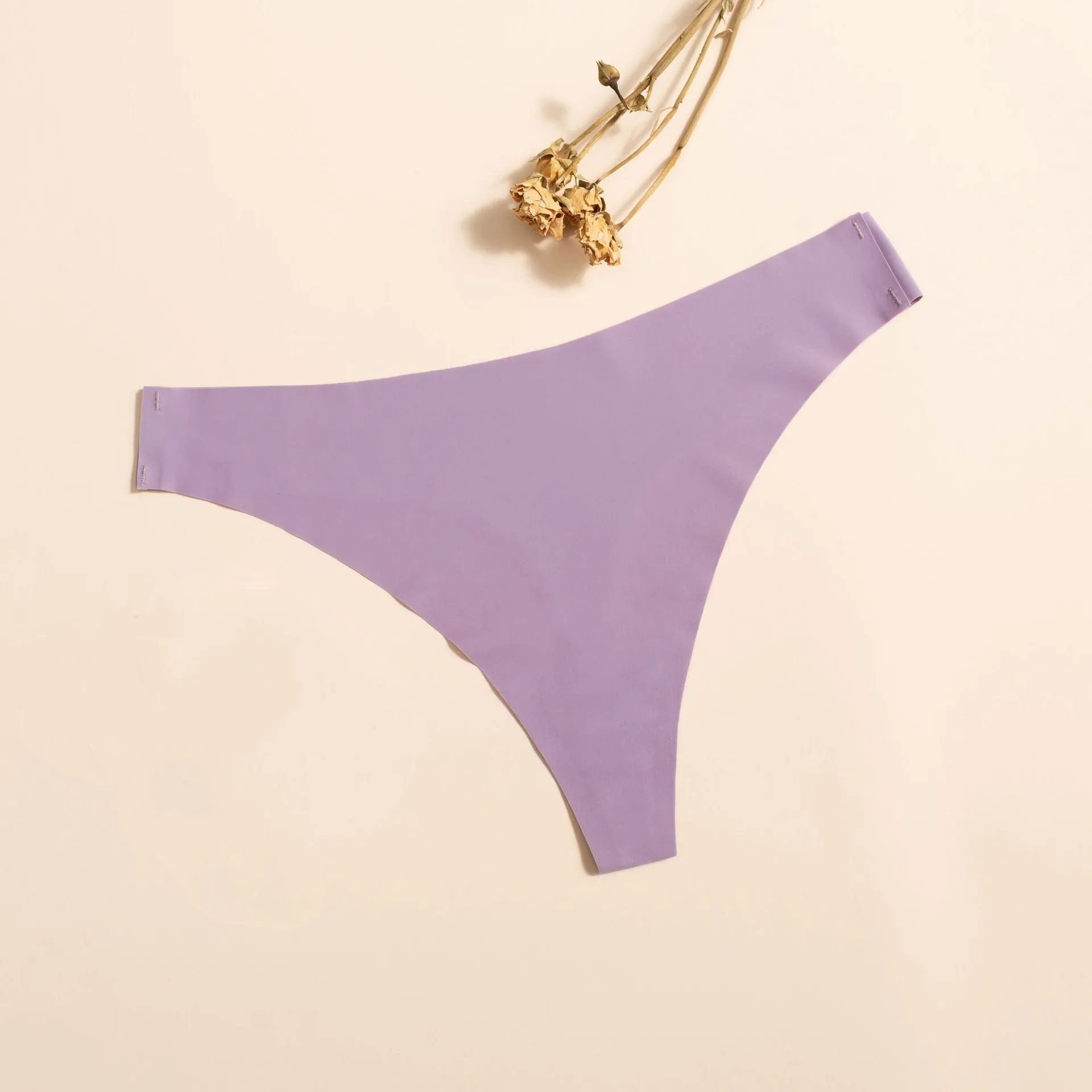 Thong seamless women's low waist Morandi color laser cut sexy underwear