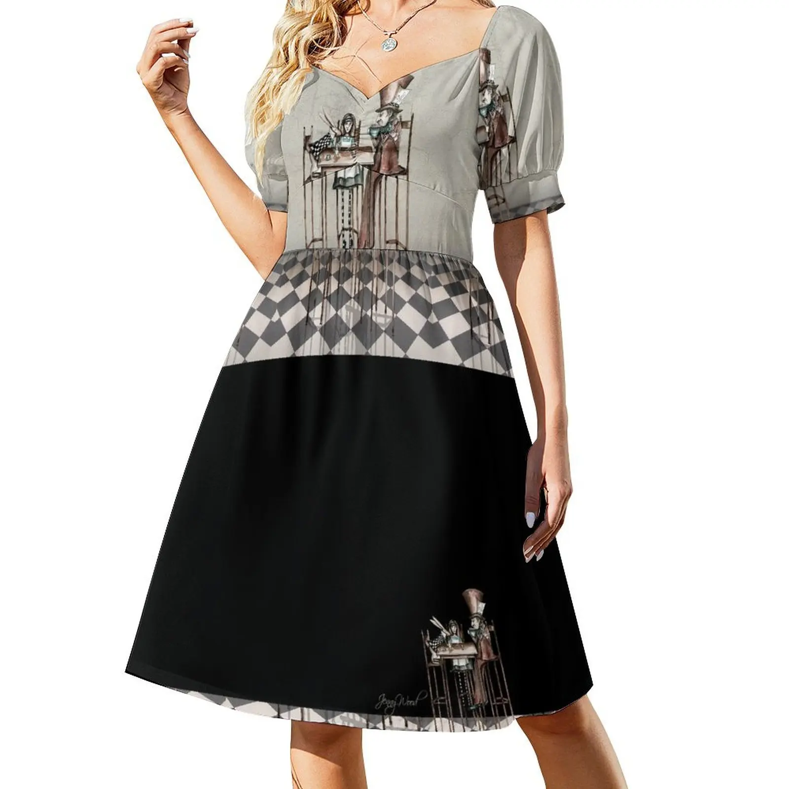 thumbnail image 1 of Vestido de manga corta para fiesta de té, vestido para mujer, vestido de lujo para mujer, 1 of 7