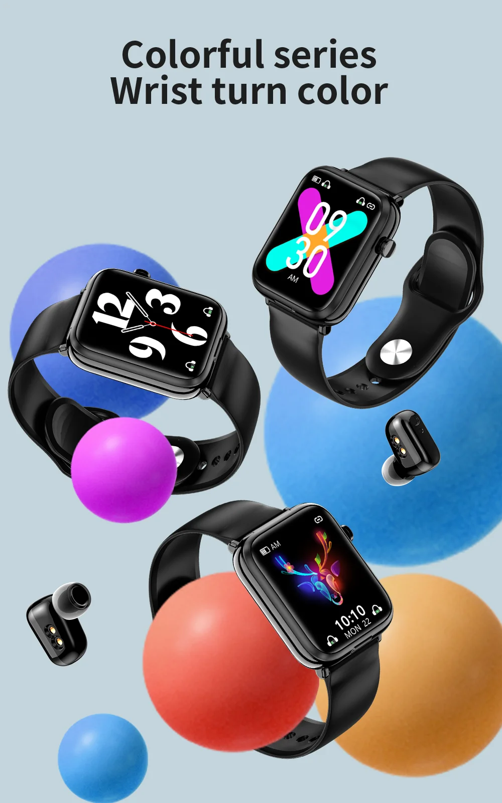 2022 New Smart Watch TWS Bluetooth Headset 2 in 1 Men's IP67 Waterproof Electronic Watch Sports Fitness Heart Rate Smartwatch