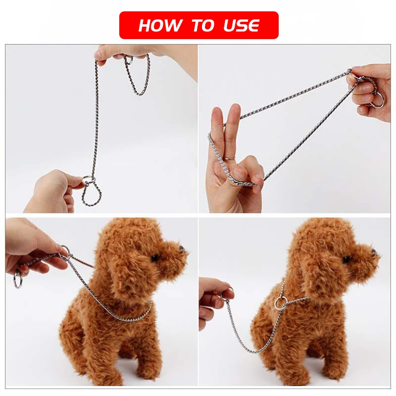 Dog Collar Pet Collar Pet Necklace Metal Dog Chain Collar Pinch Necklace Strong Pet Choker Snake Chain Adjustable
