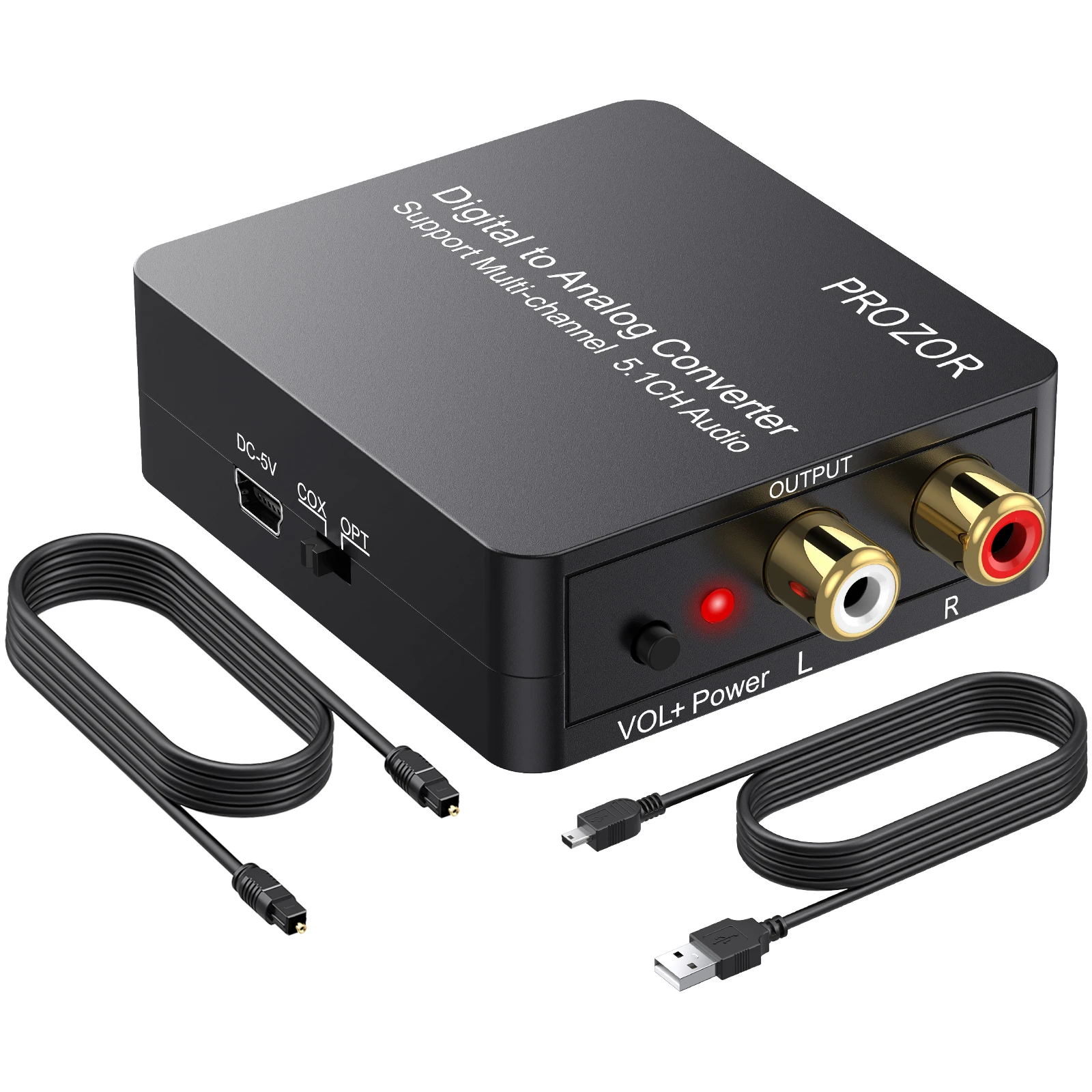 PROZOR decodificador óptico/SPDIF/Toslink/Coaxial/DTS/PCM/5.1CH a 2CH, analógico, DAC, Digital a analógico, RCA, convertidor de Audio 3,5mm| - AliExpress