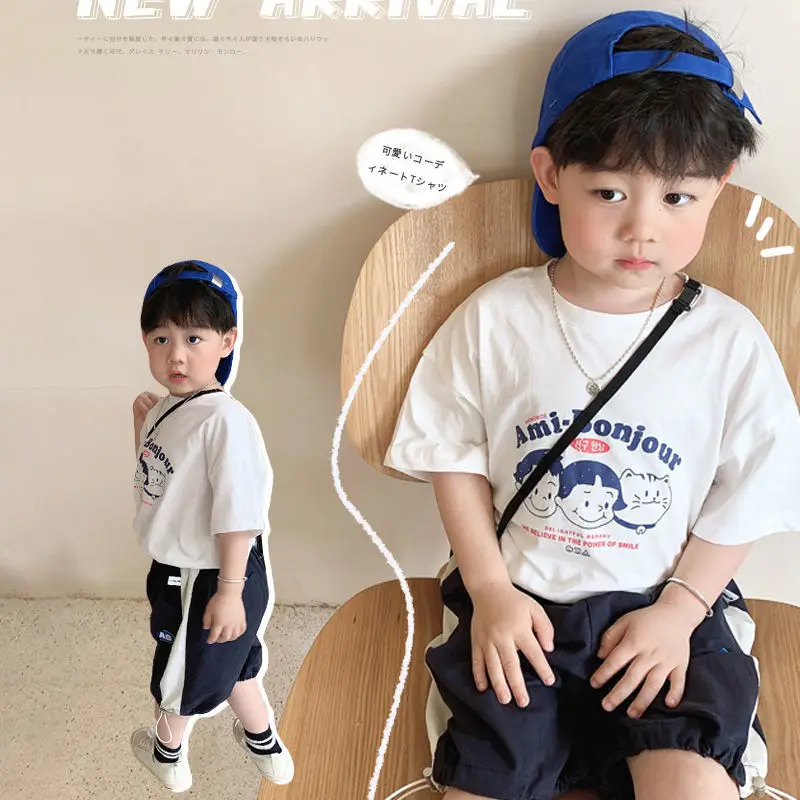 

2022 New Childrens Clothing Summer Boy Girl Short Sleeve T Shirt Fashion Cute Toddler O-Neck Top Loose Cartoon Tee For Children