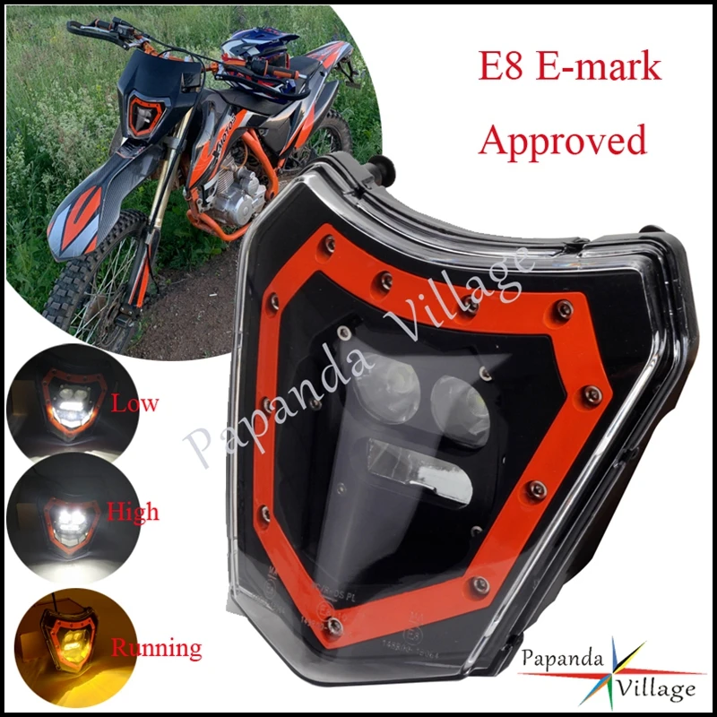 

E8 Emark Motorcycle LED Headlight Headlamp Dirt Bike Hi/Lo Beam Head Light Enduro Head Lamp For Honda Yamaha Suzuki Kawasaki SXF