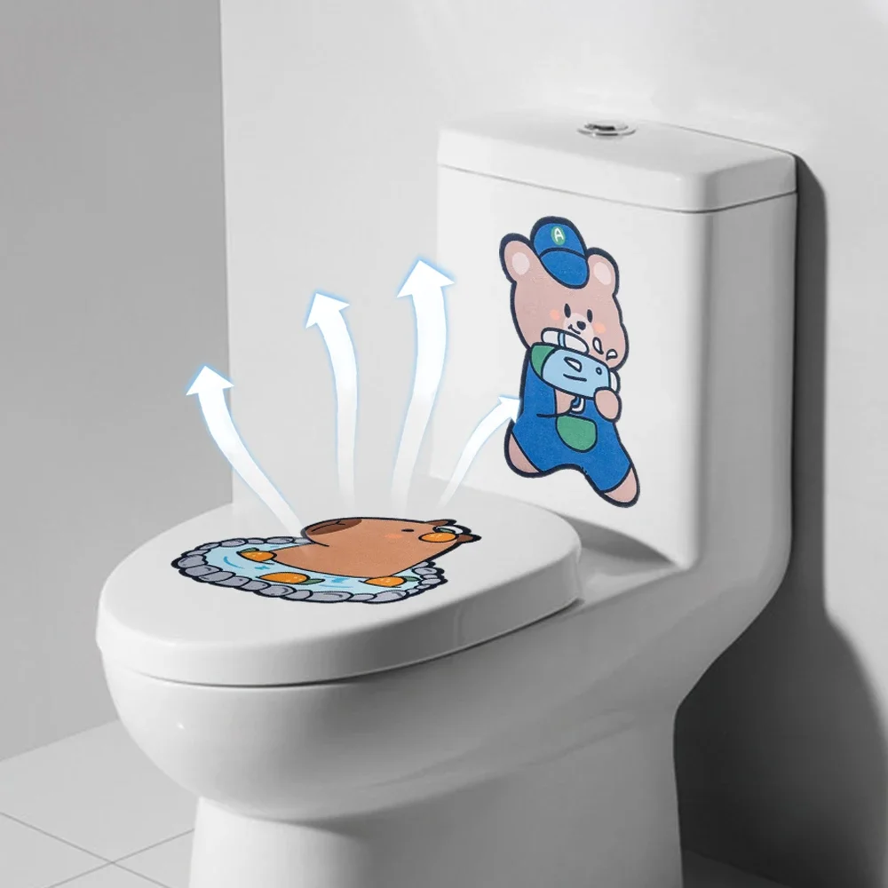 1/5pcs Cartoon Animal Toilet Deodorant Stickers Rose Lemon Jasmine Fragrant Toilet Sticker Remove Odor Decoration Sticker