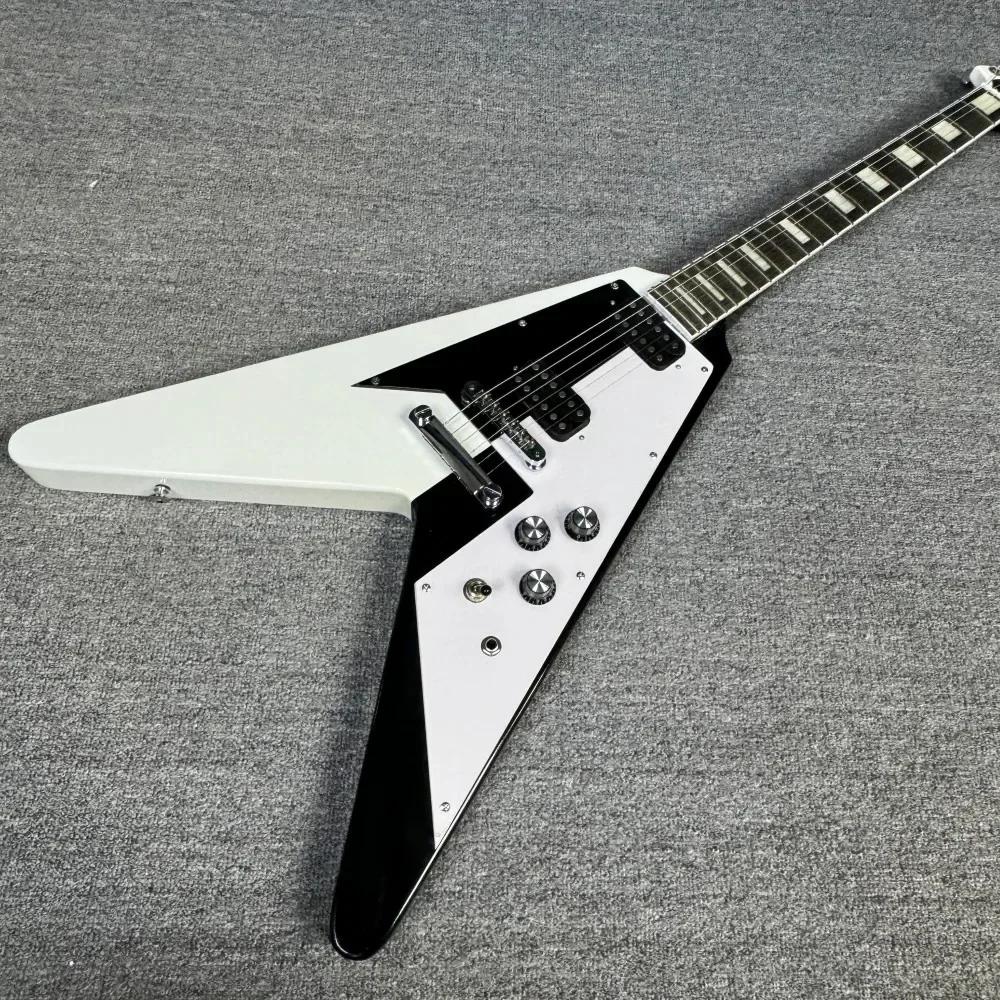 High Sound Quality Black-white Flying-V Work Fine Feel Comfortable