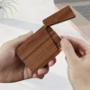 1pc Walnut Wood Artisan Crafted Business Card Holder - Handcrafted Storage Box & Organizer with Magnetic Closure for Men 5