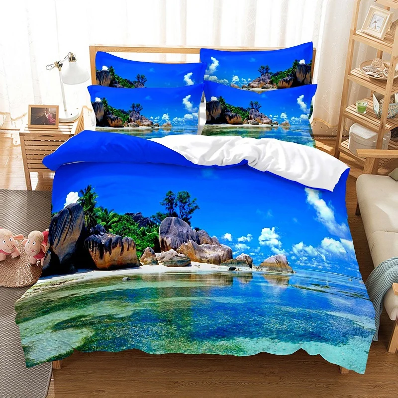 

Blue Ocean，beach Duvet Cover Set Seaside Bedding Set Queen Size Bed Comforter Cover Set Boy Girls Bedroom Decor Bedding Sets