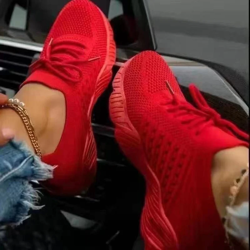 Women's Sneakers Breathable Casual Women Socks Shoes Lace Up Ladies Flats Female Spring Vulcanized Running