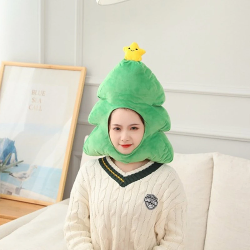 

Рождественская елочная шляпа для женщин и мужчин, плюшевый головной убор, забавный головной убор, вечерние косплей