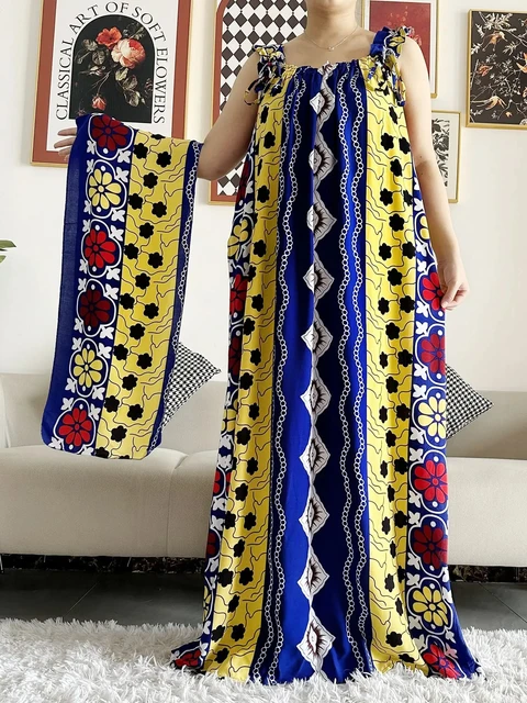 Robe d'été en fibre de coton avec écharpes pour femmes, sous-robe, Abaya Dashiki, Maxi Lady Robe, Kaftan, Robe éducative, 2024
