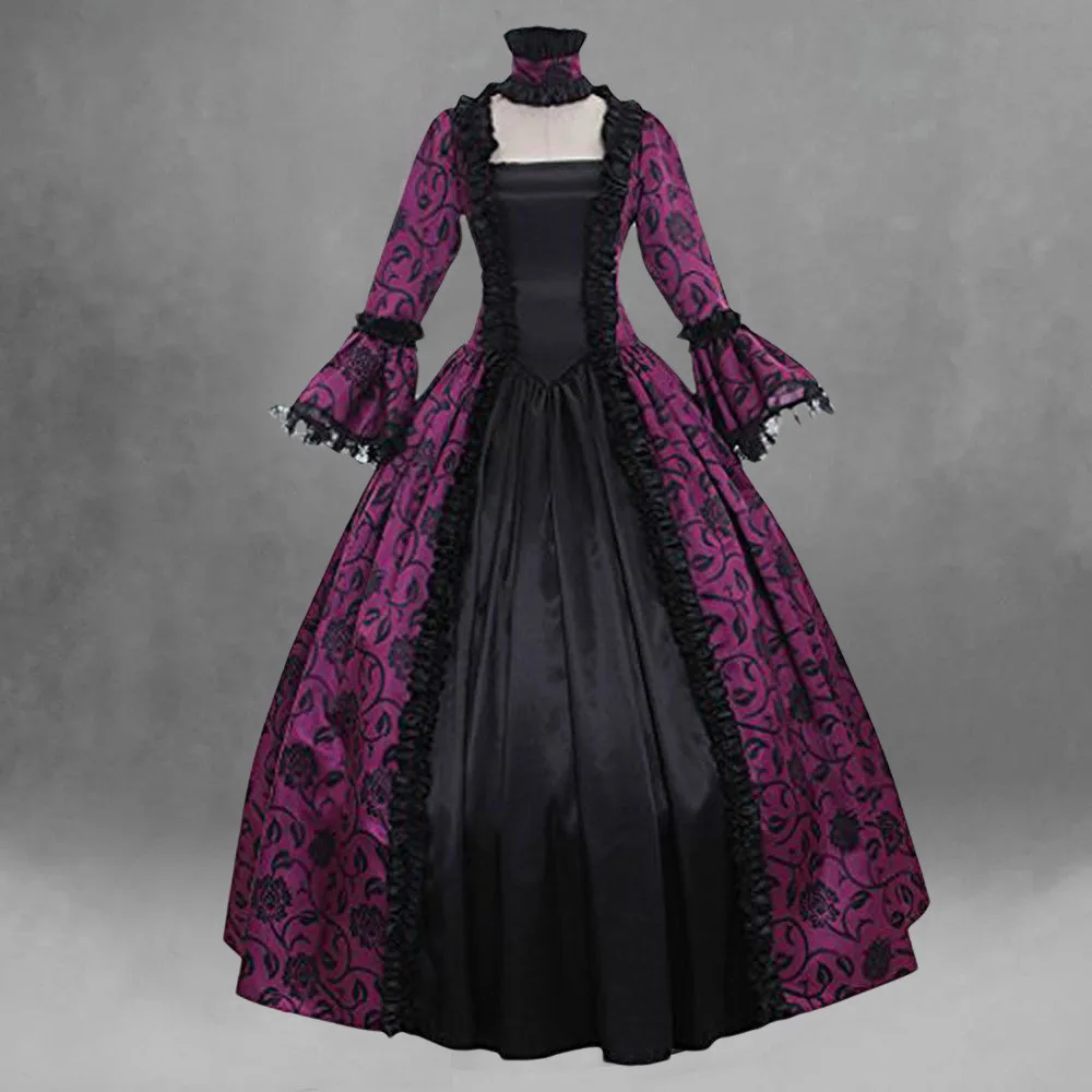 

Long Sleeves Lolita Dress Gothic Aesthetic Puff Sleeve High Waist Vintage Bandage Lace Trim Party Gothic Clothes Dresses