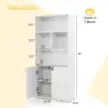 3-Tier Bookcase with Doors, 61" Tall Bookshelf with 4 Open Cubes & Adjustable Shelf, Modern Wood Display Cabinet, 3