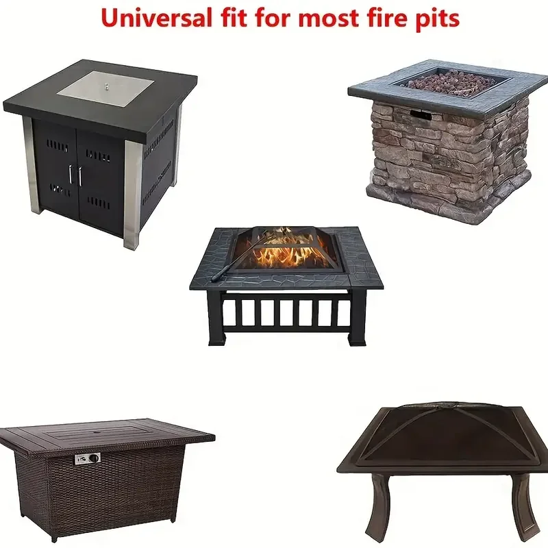 1pcs square gas fire pot cover suitable for most fire pit tables, waterproof heavy duty patio propane fire table cover 2