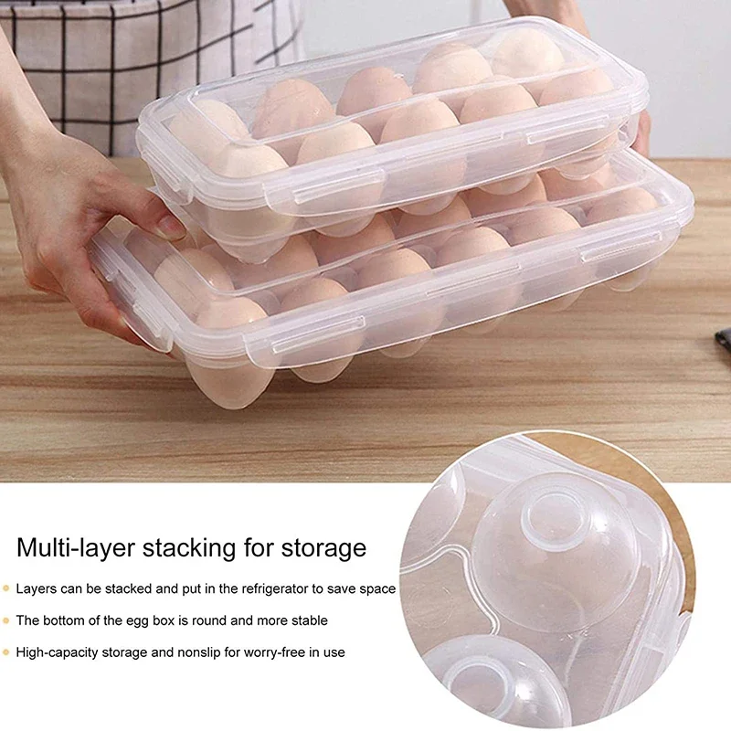 10/18/34 Grid Egg Tray egg storage container clear Egg Storage Box With Lid for refrigerator kitchen preservation organizer box