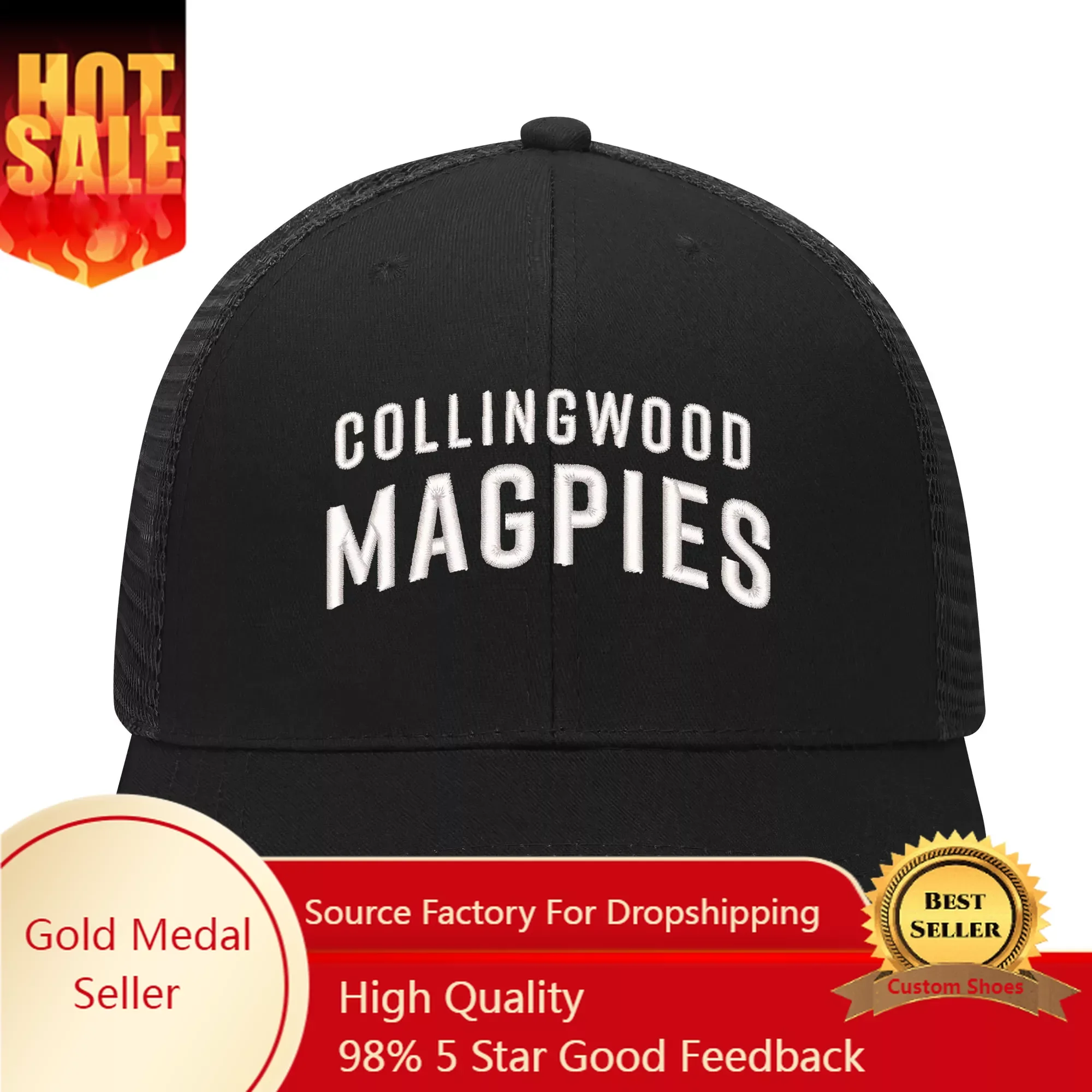 

Collingwood Magpies Australian Football Embroidery Hat Mens Womens High Quality Casual sports cap breathable Custom Made DIY